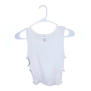 $20 White Silver Hoop Crop Tank Size S